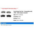thumbnail image 2 of Front Brake Pad Set - Compatible with 1998 - 2002 Subaru Forester 1999 2000 2001, 2 of 2