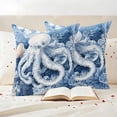 thumbnail image 3 of White Blue Octopus Coastal Outdoor Waterproof Pillow Covers, Summer Beach Shell Coral Decorative Square Throw Pillowcase Sofa Cushion Sham for Patio/Couch/Chair, 24"x24" 2 Pack, 3 of 8