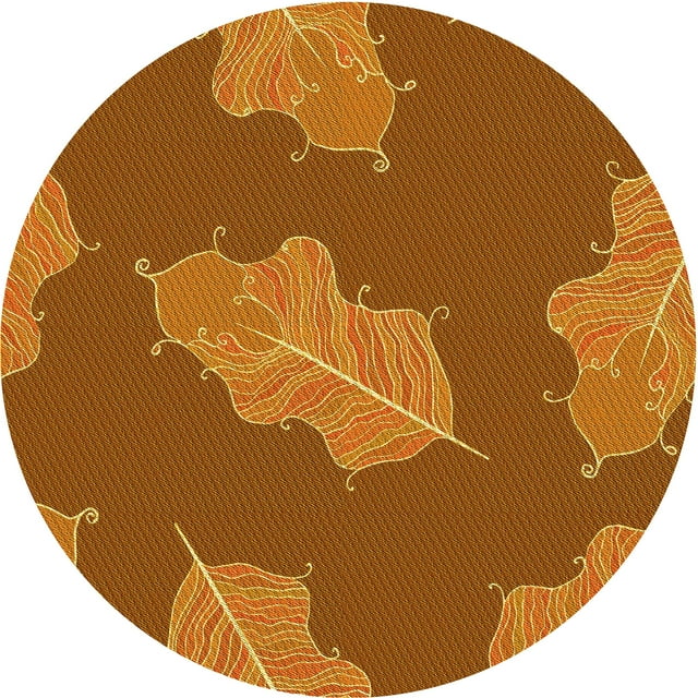 Ahgly Company Machine Washable Indoor Round Transitional Mahogany Brown Area Rugs, 4' Round