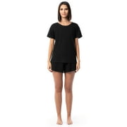 Fruit of the Loom Women's Soft and Breathable Short Sleeve Crew Top & Pajama Short Set, Sizes S-4X