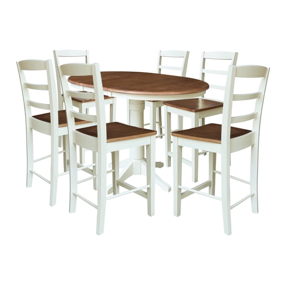 36" Round Extension Table with 6 Counter Height Stools - Multi-Color