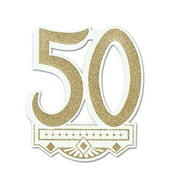 Party Central Club Pack of 12 Gold Glittered 25th Anniversary Crest Party Decors 14"