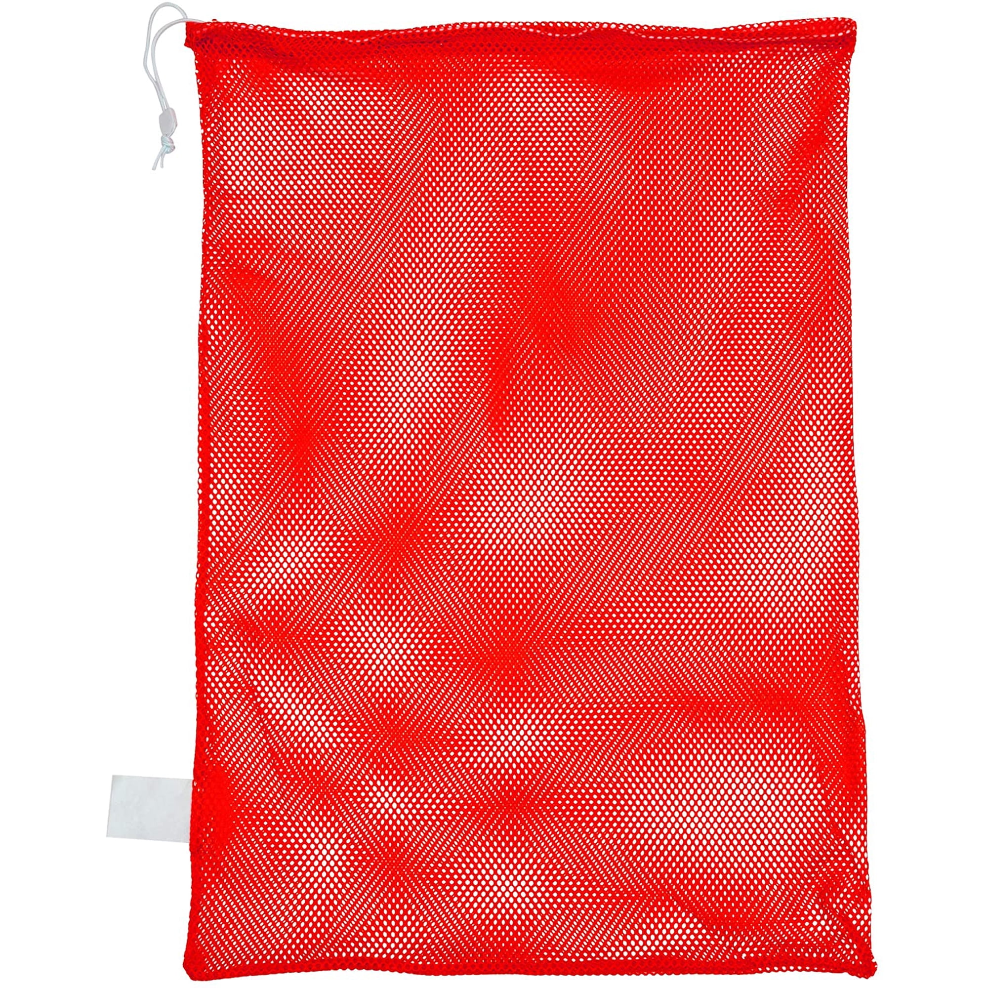 Champion Sports Mesh Sports Equipment Bag- Red, 24" x 36"- Multipurpose, Nylon Drawstring Bag with Lock and ID Tag, for Sports Equipment, Balls Swimming Gear, Laundry - Breathable Stuff Sack