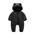 thumbnail image 2 of Esaierr Newborn Girls Boys Ears Snowsuit Down Jacket Hooded Romper Jumpsuit Coats Winter Outwear Long-Sleeved Solid Colour Warm Coat for 0-24M, 2 of 5