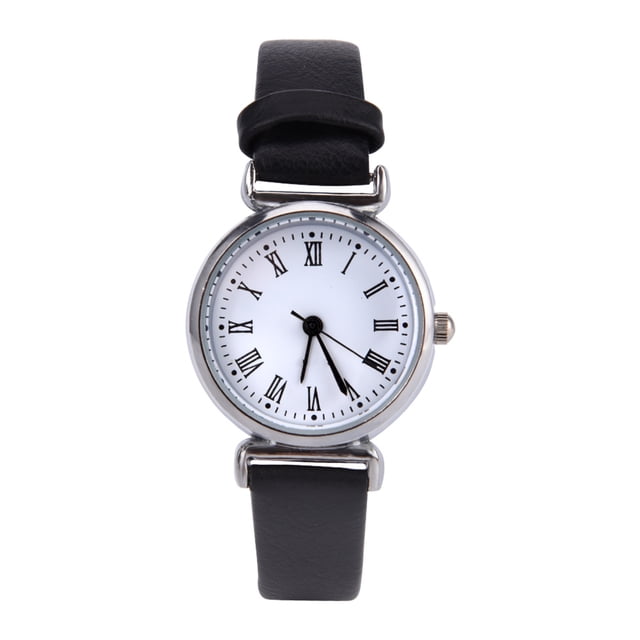 Exquise Petite Mode Simple Femmes Robe Montre en Cuir Rétro Mini Montre-Bracelet (Noir)