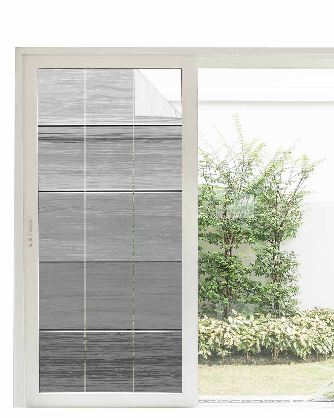 Grey Ombre Wooden Window Privacy Film Stained Glass Window Film Decorative Windows Cover Static Windows Cling for Glass Door Farmhouse Retro Gray Wood Gradient Stickers for Bathroom 35.4"x78.7"