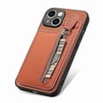 thumbnail image 4 of For iPhone 15 Carbon Fiber Vertical Flip Zipper Phone Case, 4 of 5