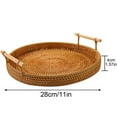 thumbnail image 3 of Round Rattan Tray Woven Bread Basket with Handles Small Tray for Serving Dinner Parties Coffee Table Tea (Natural 11 Inches Diameter), 3 of 9