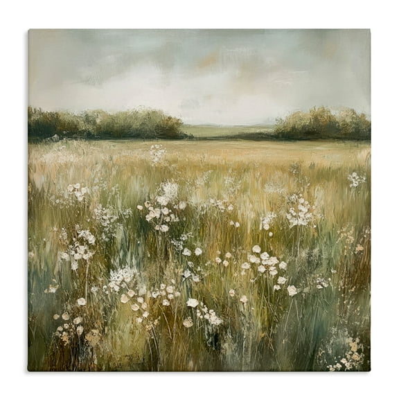 Stupell Industries Neutral Field Of Flowers Canvas Wall Art design by Petal Prints Design, 17 x 17