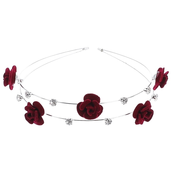 Elegante decoración de la diadema de doble capa Decrillo de mino con incrustaciones de metal de flores con incrustaciones