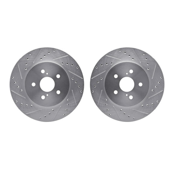 Dynamic Friction Company Front Brake Rotors-Drilled and Slotted-Silver 7002-76020