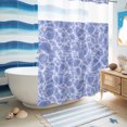 thumbnail image 5 of No Hook Shower Curtain, Purple Ocean Waves Shower Curtains for Bathroom with See Through Top Window, Summer Sea Purple Coastal Waterproof & Washable Bath Curtain Stall 48"x72", 5 of 8
