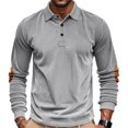 thumbnail image 5 of ZVAVZ Corduroy Polos Shirts for Men Textured Long Sleeve Golf Shirt Business Casual Work Collared Tops Gray S, 5 of 7