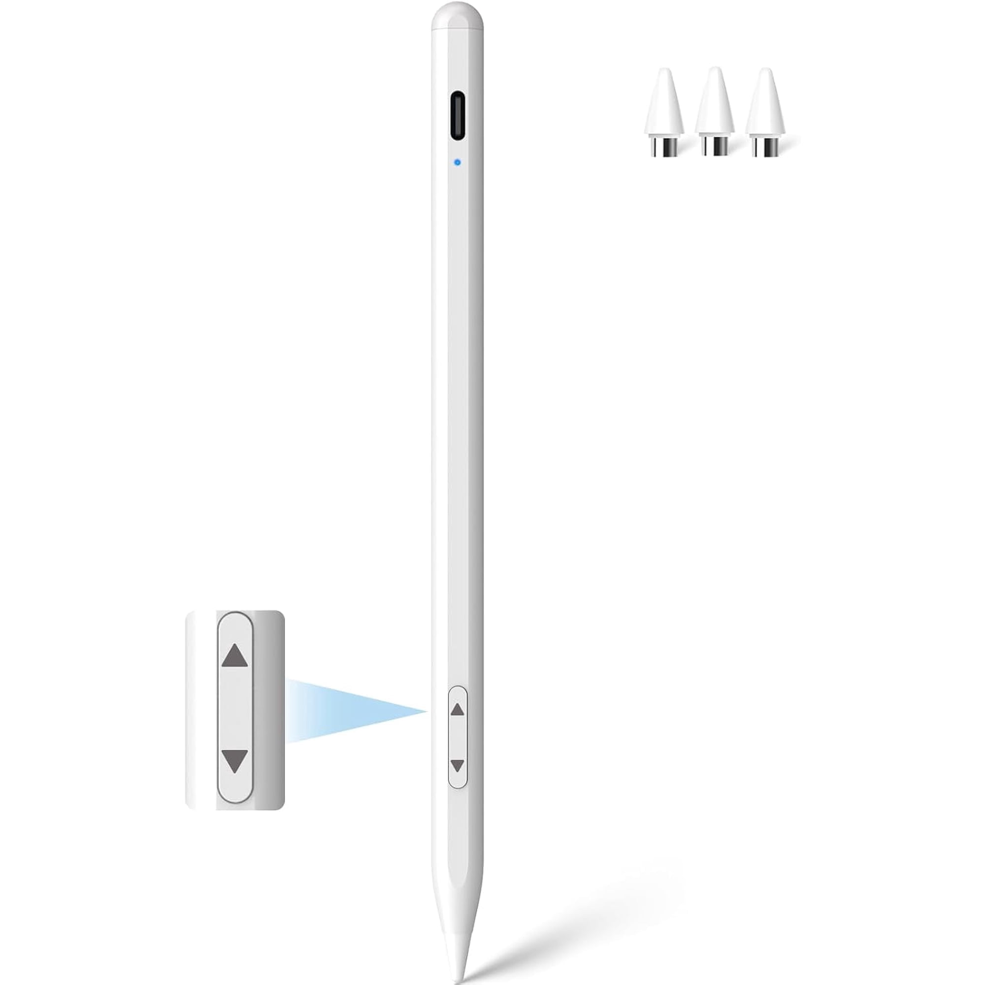 MEKO Stylus Pen for iPhone & Android & iPad, Dual-Mode Active Stylus Dual-Mode Control, 2X Fast Charge,Fine Active Pencil for Smartphone Apple Switch Tablet All Touch Screen-White