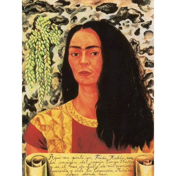 Frida Kahlo- Self Portrait With Hair Down - Canvas OR Print Wall Art