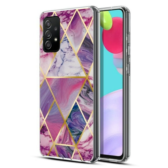 MyBat Fusion Protector Cover Case Compatible With Samsung Galaxy A52 5G - Electroplated Purple Marbling