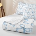 thumbnail image 4 of Manfei Blue Girly Bow Twin Quilt Set For Girls,Cartoon Heart Print Twin Coverlet Set For Kids,2 Pieces, 4 of 7