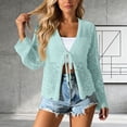 thumbnail image 3 of WMTBSRSW Womens Crochet Cardigans Duster Lace Up Long Sleeve Open Front Shrugs for Dresses Summer Boho Beach Cover Ups Sky Blue Medium, 3 of 5
