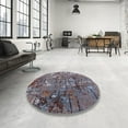 thumbnail image 4 of Ahgly Company Machine Washable Indoor Square Industrial Modern Eggplant Purple Area Rugs, 7' Square, 4 of 7