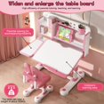 thumbnail image 5 of Thehsnt Children's Desk and Chair Set with Bookshelf and Drawer, Adjustable Height & 50° Tilt Desktop for Home School Study, 5 of 11
