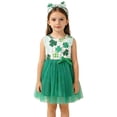 thumbnail image 2 of CPNG Toddler Girls St. Patrick’s Day 2-Piece Outfit Set - Shamrock Print Sleeveless Dress + Clover Bow Headband - Tulle Tutu Skirt Irish-Themed Clothing for Parades, Parties & Holiday Photos, 2 of 8