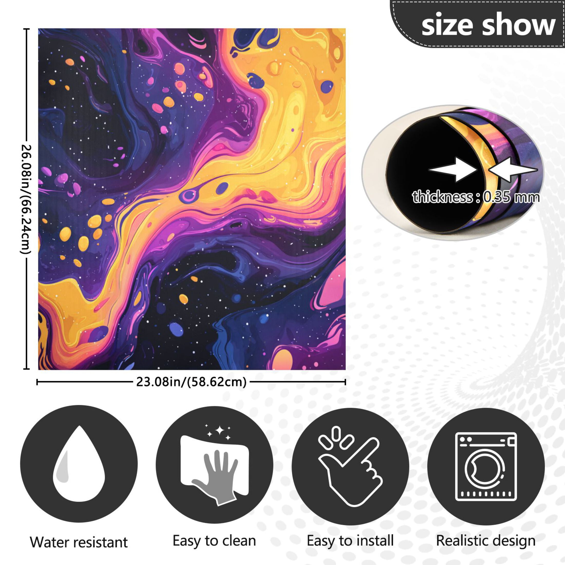 Dishwasher Magnetic Refrigerator Magnet Cover Sticker Home Decorative 23"x26" Psychedelic Colors Pattern