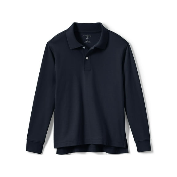 Lands' End School Uniform Kids Long Sleeve Interlock Polo Shirt