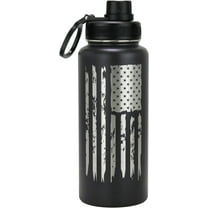 DRINCO Water Bottle Vacuum Insulated Stainless Steel Double Wall-USA Flag-32oz Black