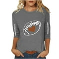 thumbnail image 2 of Heisall Womens Tops 3/4 Sleeve Round Neck Loose Casual Fashion T-Shirts Rugby Print, 2 of 4