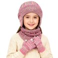 thumbnail image 7 of QASIEATN Kids' Everyday Wear Accessories 3 Pcs Kids Winter Hat Gloves Scarf Set Solid Knitted Beanie Hat Neck Warmer Mittens Fleece Lined Set for Boys and Girls, 7 of 7