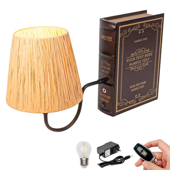 Kiven Cordless Bookshelf Lamp, 1-Light Rechargeable Bookcase Lighting with Beige Fabric Lampshade, Farmhouse Decorative Bookend, Cordless Table Lamp for Bedside Bookshelf Office TD0628