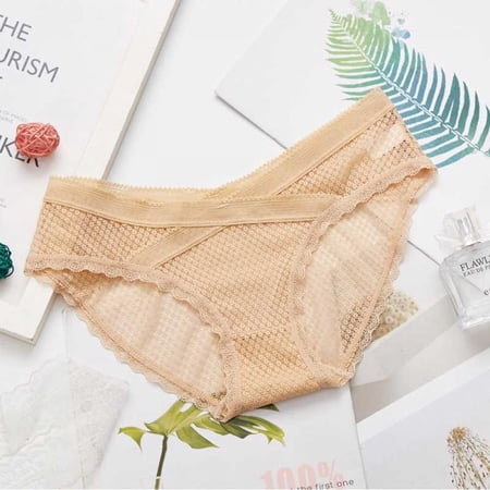 

Hazel Tech Women Lace Seamless Panties Low Waist Underpant Soild Color Briefs Transparent Floral Bow Soft Panty