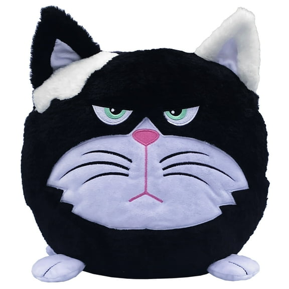 Hangry Petz: Bella Black Cat - 12" Animal Plush, Squeeze Tummy For Sounds, Hungry Angry Expression, Embroidered Face, Soft Round Companion, Kids