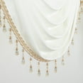 thumbnail image 6 of VOGOL White Velvet Swag Valances, Luxury European Style Waterfall Valance with Bead Tassels, Soft Privacy Curtains for Living Room, 39 inches Wide, 1 Panel, 6 of 7
