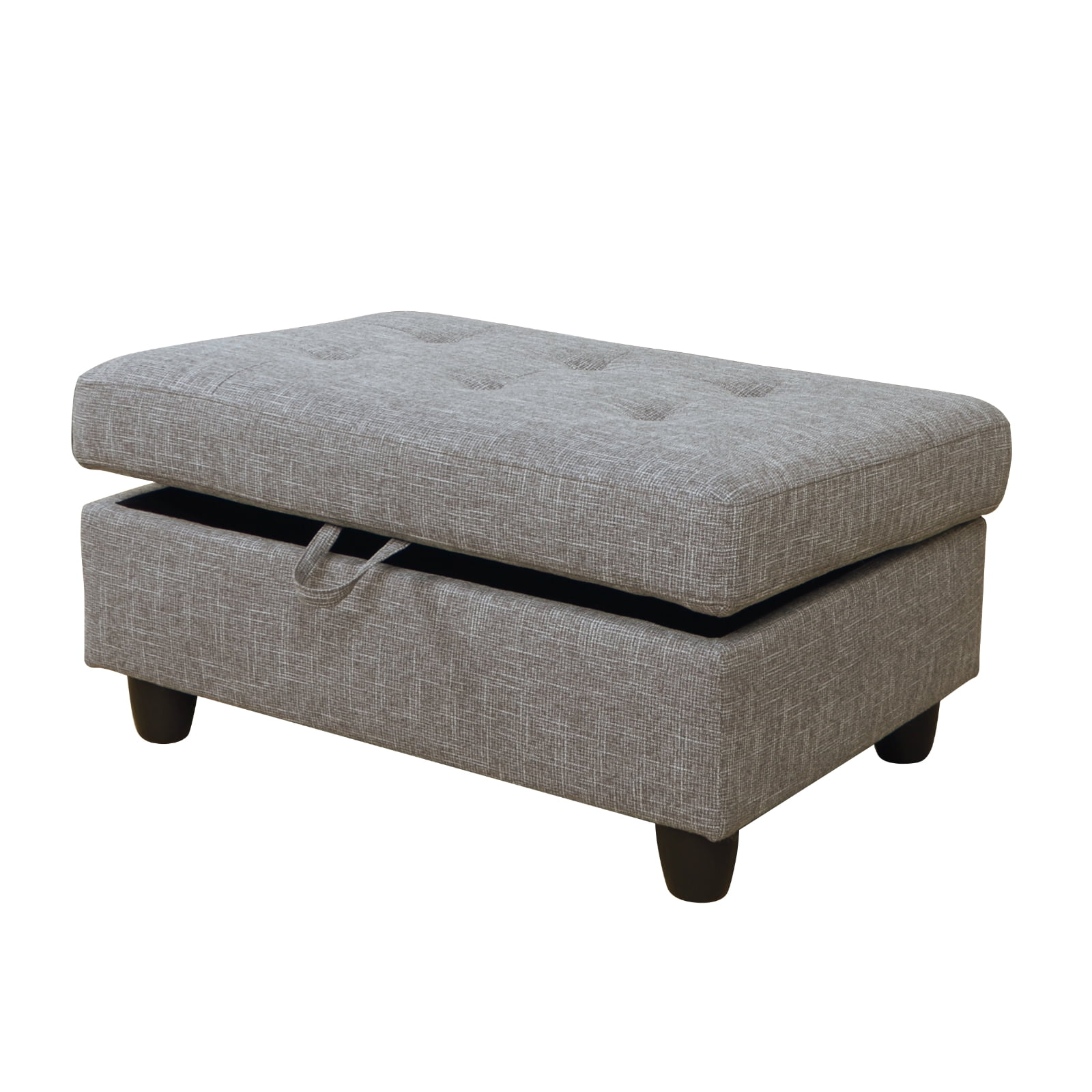 Hommoo Linen Rectangular Storage Ottoman, Bench Tufted Footrest