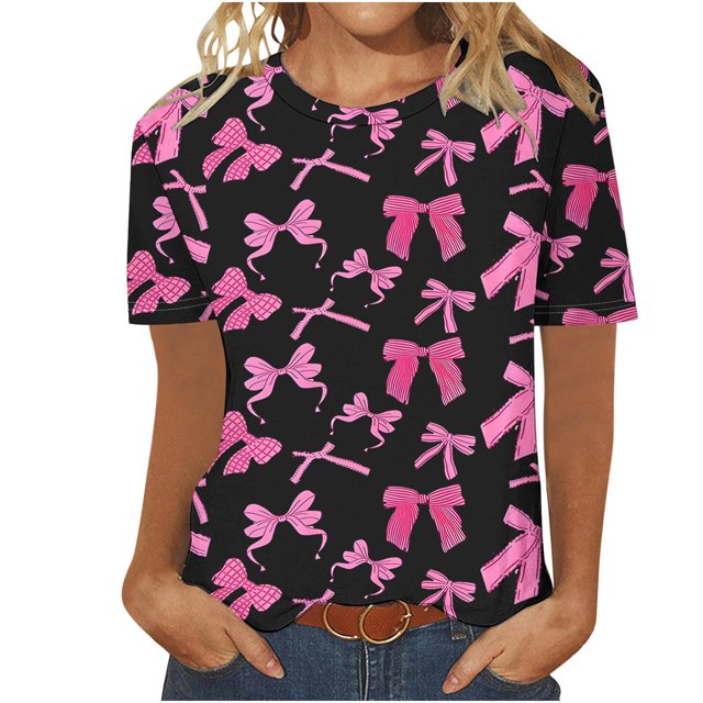 Camisetas Casuales de Manga Corta con Cuello de Tripulación Impresa de San Valentín Tee Gráfica Ligera Top 95% Poliéster 5% Elastano para el Uso Diario, Camiseta de Moda Cómoda