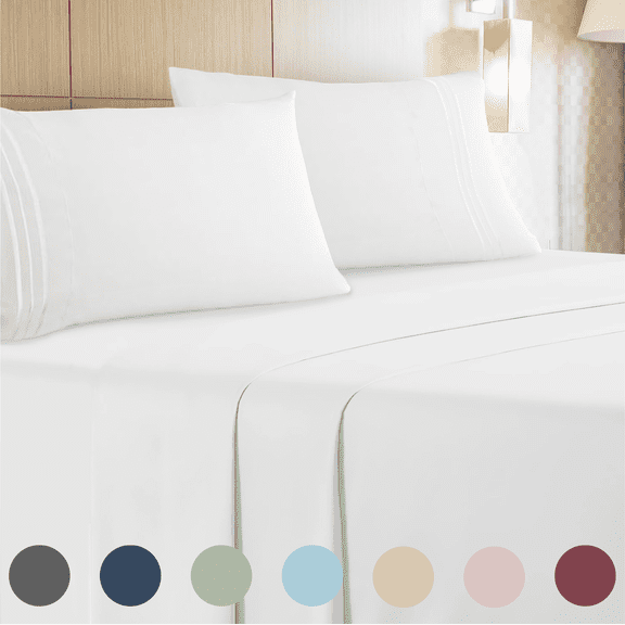 Leluxe Home 4 Piece Extra Deep Pocket Sheet Set - Cooling Wrinkle Free Bed Sheets queen