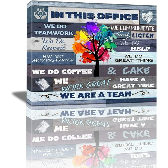 Inspirational Wall Art For Office Motivational Canvas Decor Teamwork Theme We Are A Team Poster Quotes Office Wall Decor Rustic Canvas Print Framed For Office Positive Quotes Gifts 16x12 Inch\u2026
