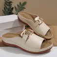 thumbnail image 5 of Xdegoge Women's Flat Slide Sandals Open Toe Summer Shoes Metal Buckle Slip On Casual Beach Vacation Cozy Daily Walking Footwear, 5 of 9