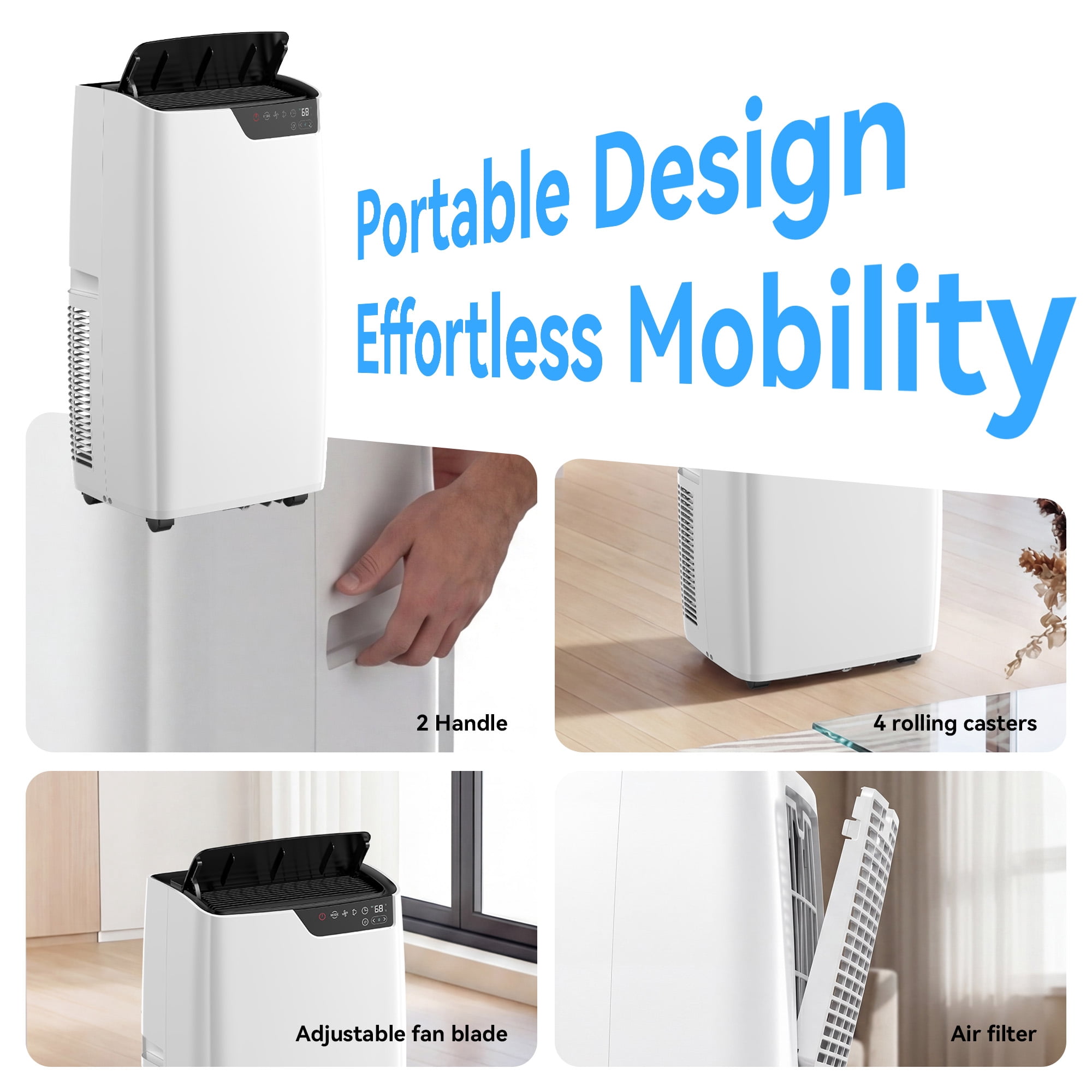 ELEKA 16000BTU Portable Air Conditioners with Remote Control,4-in-1 Standing Air Conditioner Up to 750 Sq.Ft. 24H Timer, Include Installation Kits