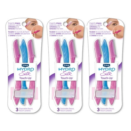 Schick Hydro Silk Touch-up Multipurpose Exfoliating Face Razor and Eyebrow Shaper with Precision Cover, 9 Count