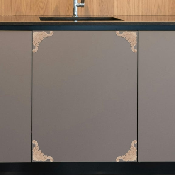 Raindrops Worgeous 4pcs Decorative Wood Corner Carving Decals Wood Flower Carved Appliques Onlays for Cabinet Door European Style Unpainted