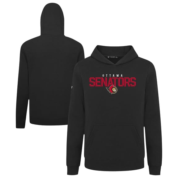 Youth Levelwear Black Ottawa Senators Podium Carve Pullover Hoodie