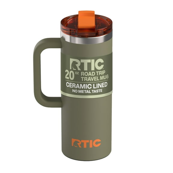 RTIC 20 oz Ceramic Lined Insulated Road Trip Travel Mug, Leak-Resistant Lid, Trailblazer