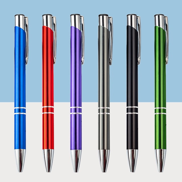 2Pcs Ballpoint Pen Black Ink Retractable Plastic Medium Point Advertising Pen for Students