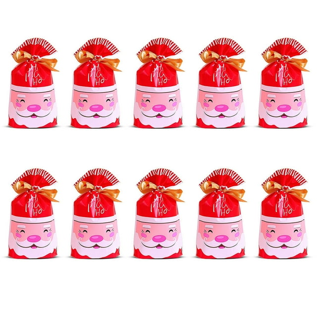 Christmas Printed Drawstring Bags Party Gift Packaging Presents Wrapping Toy Packages Empty Totes Decoration Accessories Type 1 10 Pieces