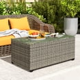 thumbnail image 2 of Outsunny Table Basse d'Extérieur en Osier, Table de Patio à Dessus en Verre, Gris Foncé, 2 of 10