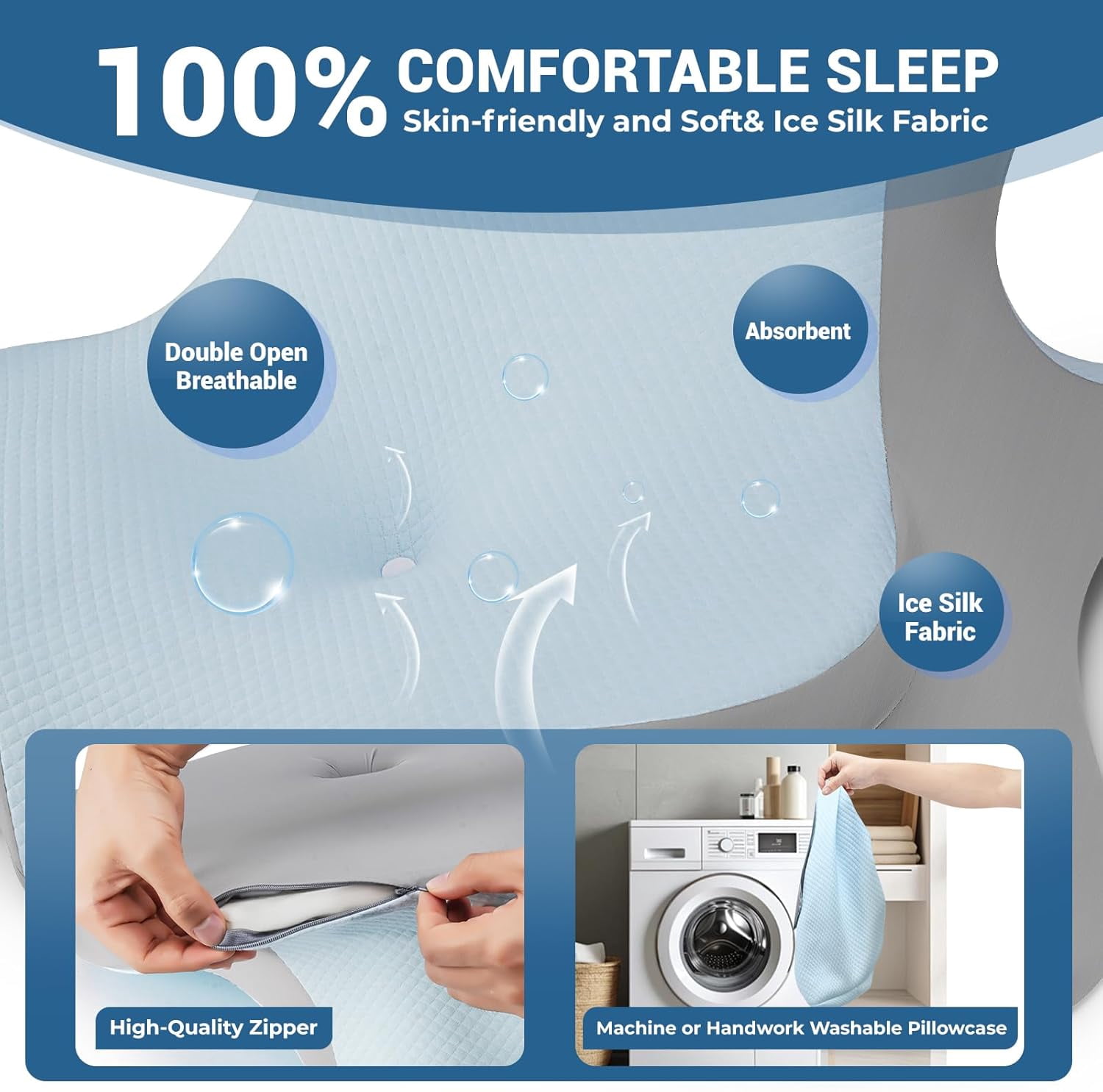Ergonomic Memory Foam Bed Wedge Pillow for Reading, Lying, and Back Support on Bed, Couch, or Floor - Grey