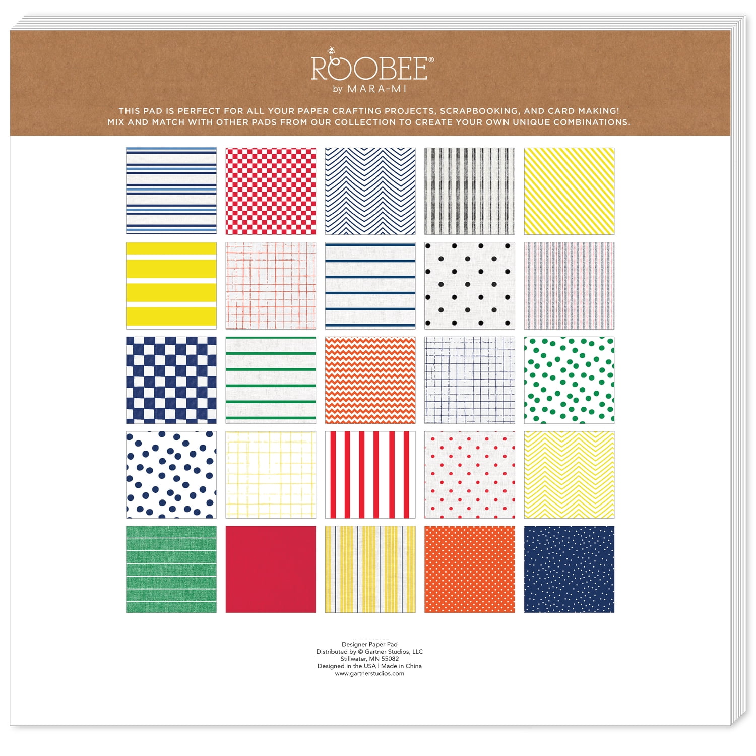 Roobee by Mara Mi Stripes and Dots Scrapbook Paper- 12" x 12" - 24 lb/ 110 GSM, 50 sheets