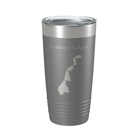 

Bolton Lakes Upper Middle Lower Map Tumbler Travel Mug Insulated Laser Engraved Coffee Cup Connecticut 20 oz Dark Gray